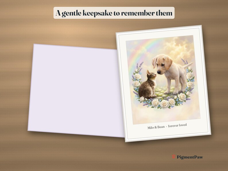 Gift idea: the memorial portrait framed next to a gift box