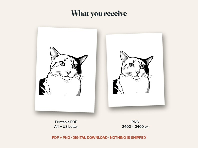 What you receive for the coloring page: the digital files included in this listing
