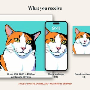 What you receive for the pop art portrait: the digital files included in this listing
