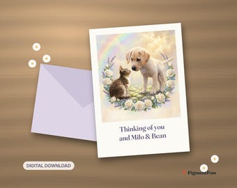 Pet Sympathy Card from Photo, Printable Dog & Cat Memorial Card (Digital Download)