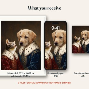 What you receive for the 2-pet portrait: the digital files included in this listing