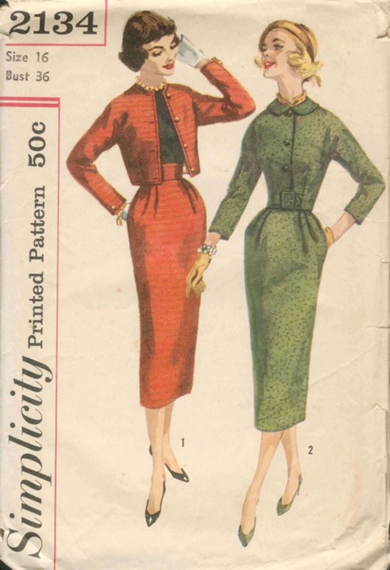Simplicity 2134 Suit Pattern 1957 Size 13 Bust 33 Etsy