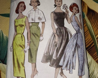 Retro Butterick 5032 Dress, Cape, Overshoot, and Sash. 1952 Reproduction. Size 14-16 Bust 36-38 (used at size 16)