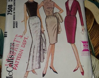 McCall's 7508 Dress in 2 lengths and jacket 1964 - Size 16 Bust 36