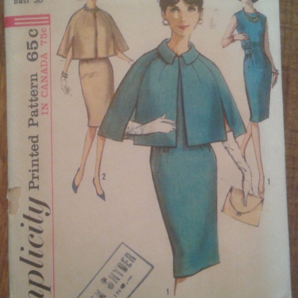Simplicity 5359 - Dress and Cape 1964 - Size 16 Bust 36