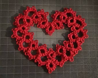 Hand Tatted Heart Doily