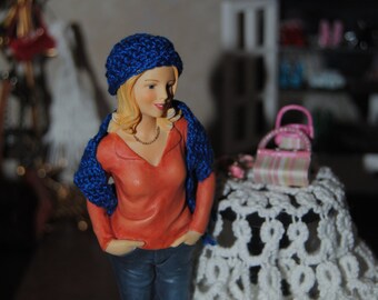 Miniature crocheted Hat and Scarf combo in various color options