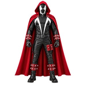 Costume de cosplay inspiré de Spawn, tenue de super-héros pour Halloween, combinaison noire avec cape rouge