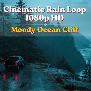 Moody Ocean Cliff Animated Wallpaper | Rainy PNW Coast Live Desktop Background | 1080p Seamless Loop Video for Twitch