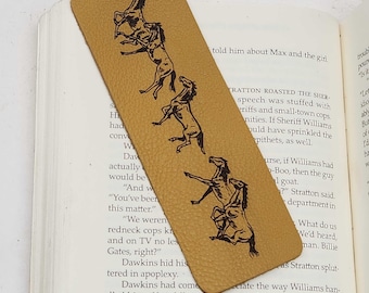 Running Horses Leather Bookmarks - 2" x 6" x 3/32"