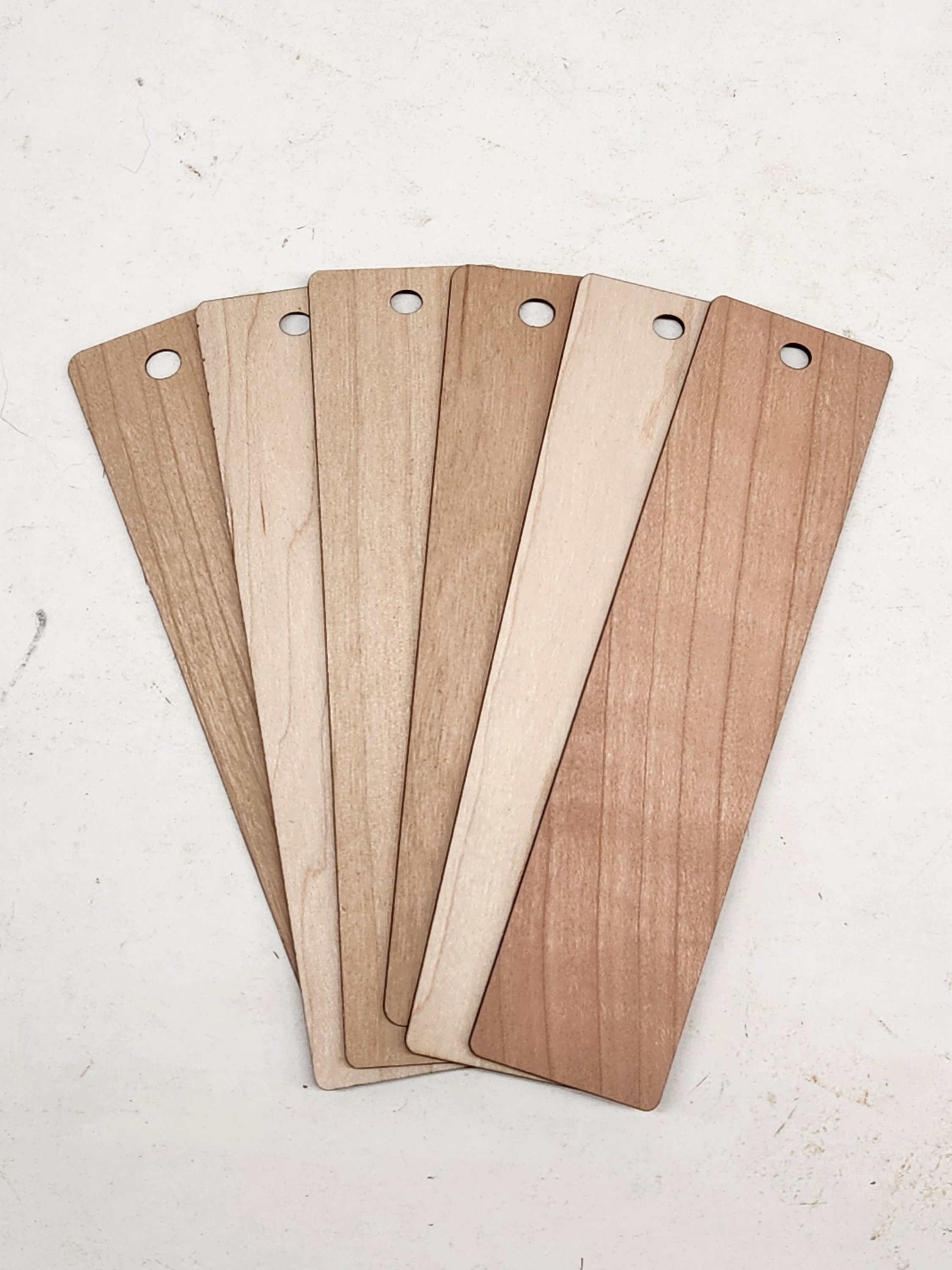 Wood Bookmark Bulk Blank Bookmarks with Ropes Wooden Book Markers Rectangle  Thin Hanging Tag with Holes for DIY 