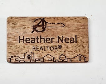 Laser Engraved real wood custom nametags