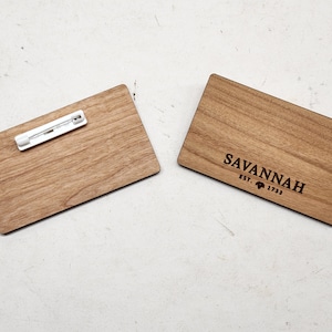Laser Engraved real wood custom nametags