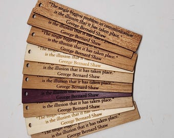 wood Bookmarks with text or logo engraved, no ribbons - 1" x 6" x 3/32" - quantity of 100