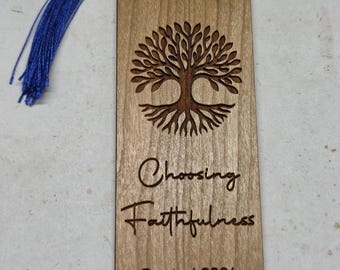50  2.0" x 5.0" x 3/32"  wood Bookmarks with text or logo engraved with tassels