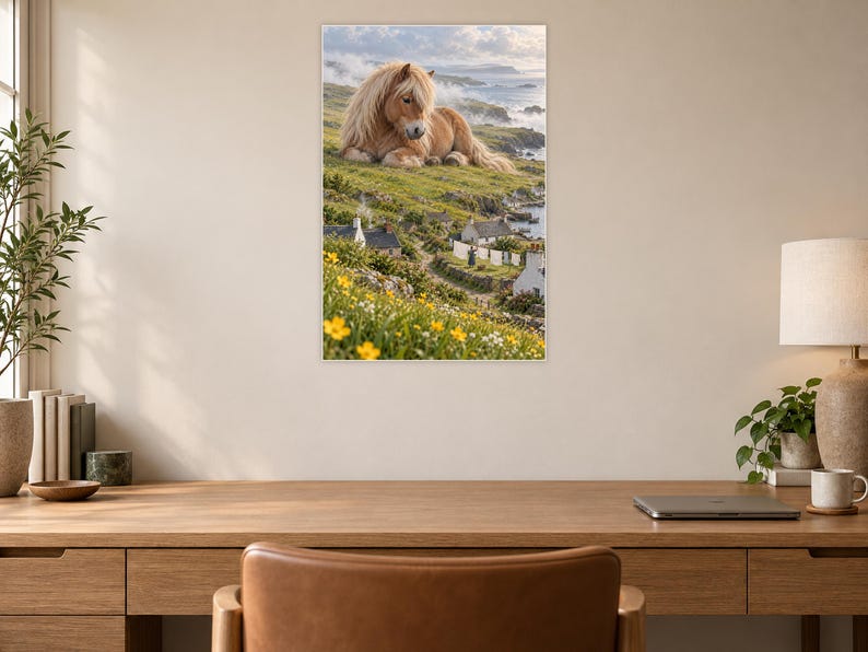 Shetland Pony Art Print | Seaside Village Fantasy Wall Decor image 6