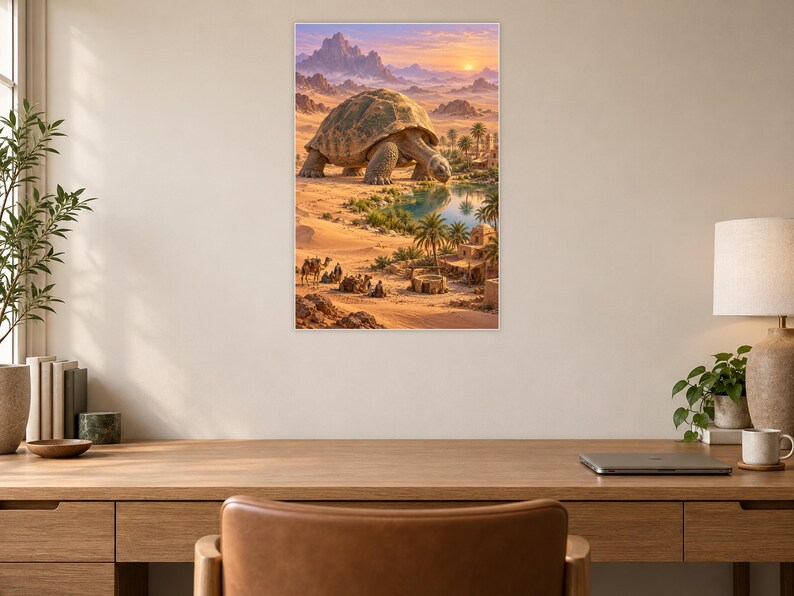 Desert Tortoise Art Print | Oasis Village Fantasy Wall Decor afbeelding 6