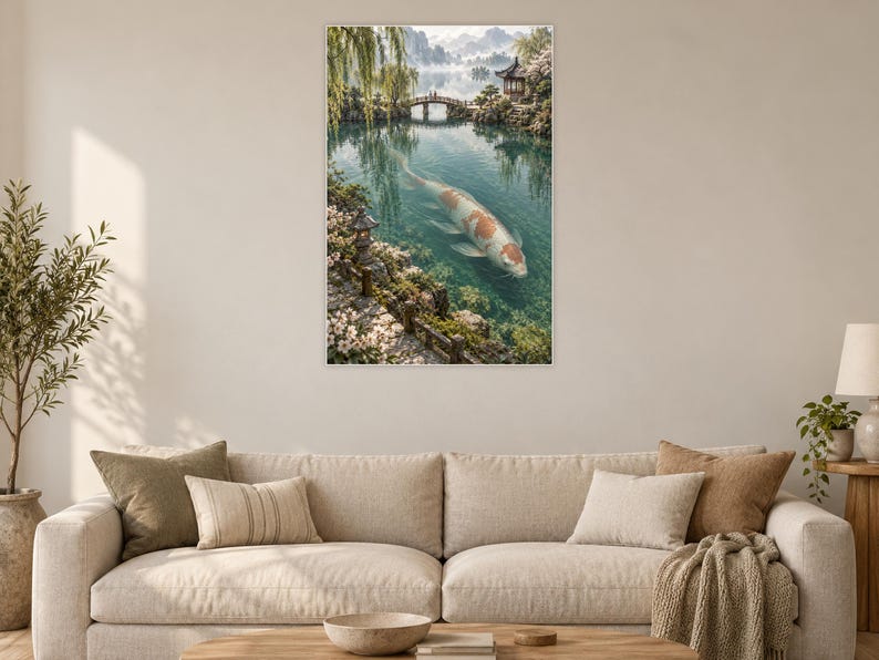 Koi Fish Art Print | Japanese Garden Fantasy Wall Decor image 2