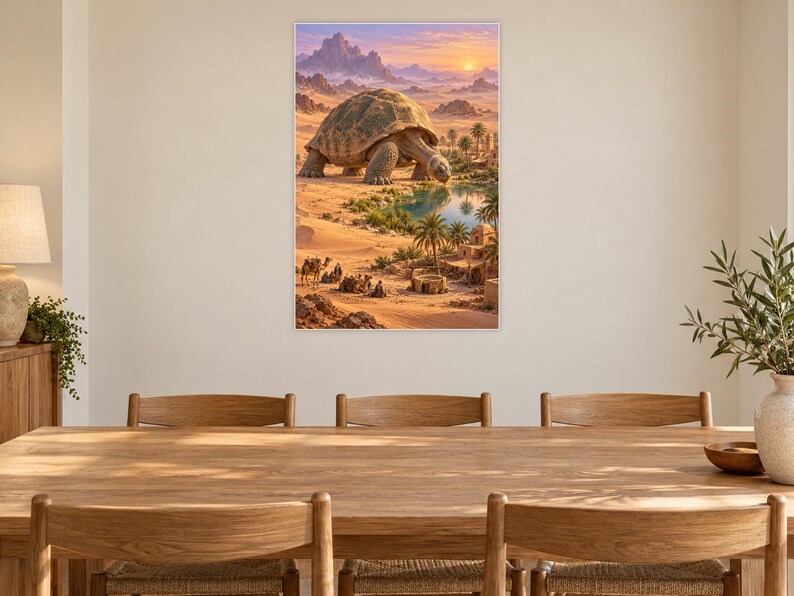 Desert Tortoise Art Print | Oasis Village Fantasy Wall Decor afbeelding 8