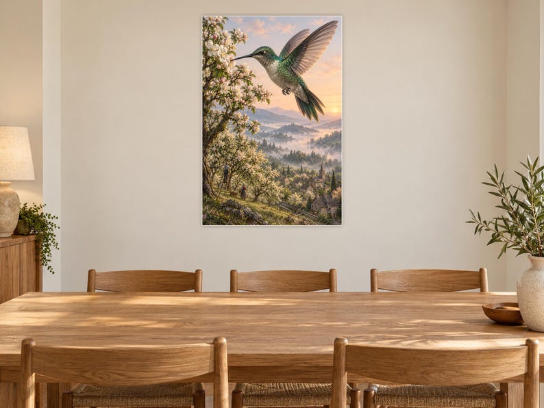 Hummingbird Art Print | Blossom Orchard Fantasy Wall Decor imagen 8