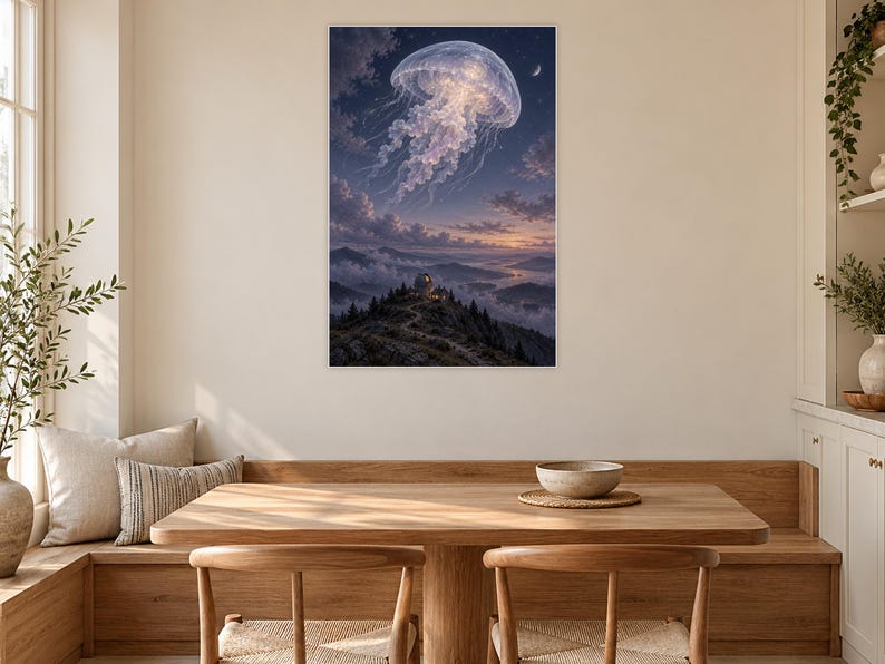 Jellyfish Art Print | Celestial Observatory Fantasy Wall Decor image 9