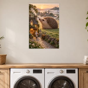 Hedgehog Art Print | Cozy Village Bakery Fantasy Wall Decor immagine 11