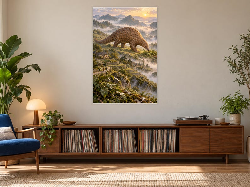 Pangolin Art Print | Terraced Village Fantasy Wall Decor Bild 17
