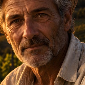 Framed Italian Vineyard Farmer Portrait Print | Tuscany Wall Art | Warm Cinematic Character Poster image 2