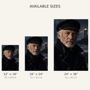 Lighthouse Keeper Portrait Print | Moody Nautical Wall Art | Cinematic Coastal Character Poster Bild 3