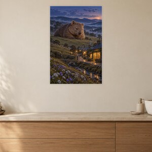 Wombat Art Print | Cozy Bookshop Village Fantasy Wall Decor imagen 10
