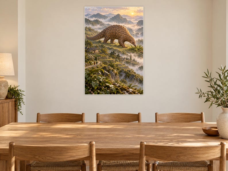 Pangolin Art Print | Terraced Village Fantasy Wall Decor Bild 8