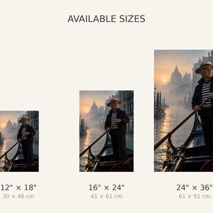 Venetian Gondolier Print | Cinematic Portrait Wall Art | Venice Italy Poster image 3