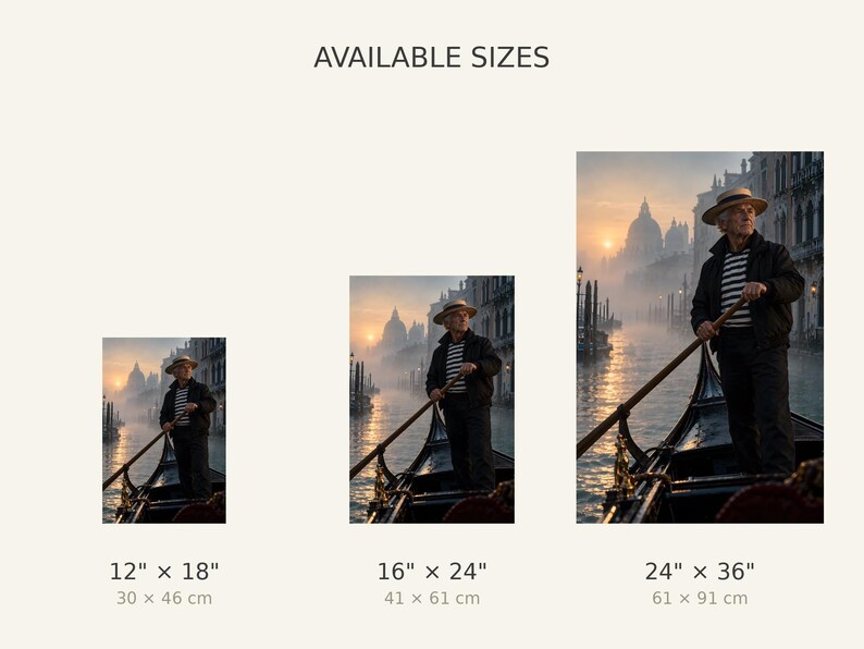 Venetian Gondolier Print | Cinematic Portrait Wall Art | Venice Italy Poster image 3