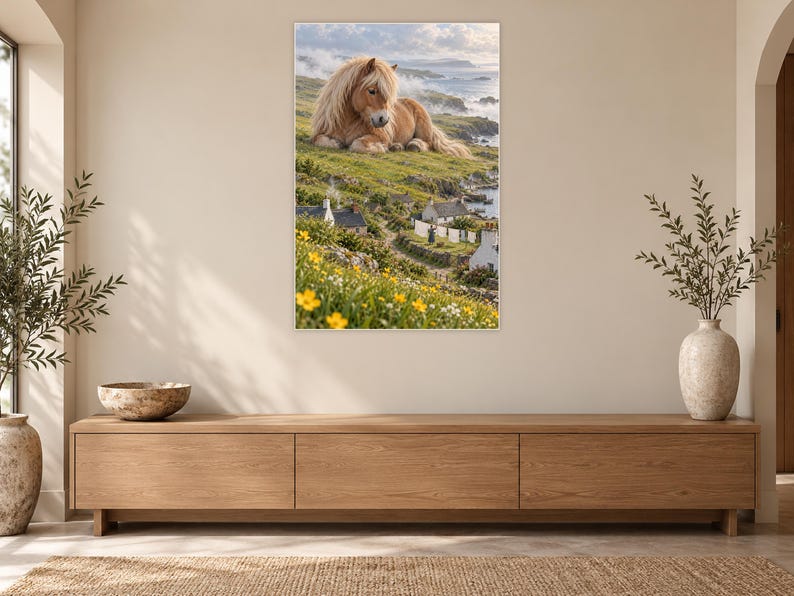 Shetland Pony Art Print | Seaside Village Fantasy Wall Decor image 12