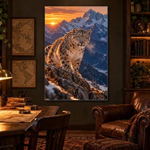 Snow Leopard Print | Himalayan Wildlife Wall Art | Cinematic Animal Portrait bild 2