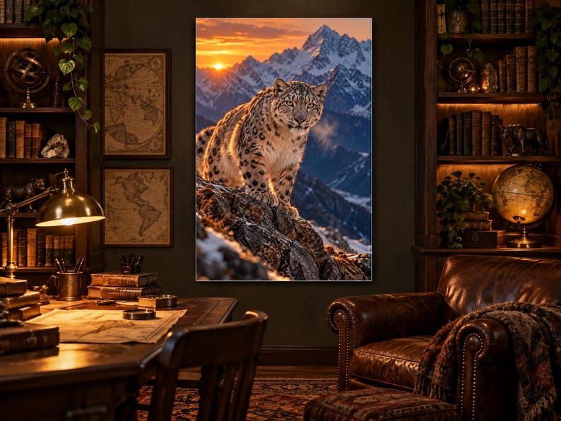 Snow Leopard Print | Himalayan Wildlife Wall Art | Cinematic Animal Portrait bild 2