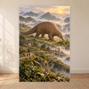 Pangolin Art Print | Terraced Village Fantasy Wall Decor Bild 18