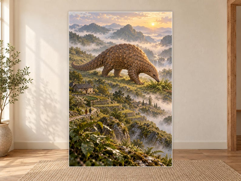 Pangolin Art Print | Terraced Village Fantasy Wall Decor Bild 18