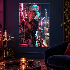 Lámina del fabricante de letreros de neón / Arte mural nocturno de Hong Kong / Póster de retrato cinematográfico imagen 2