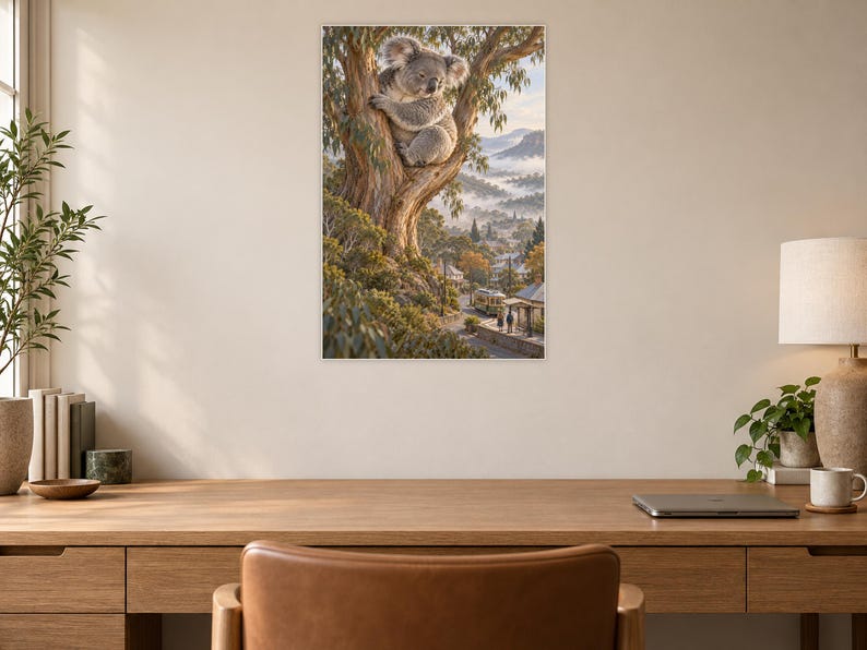Koala Art Print | Eucalyptus Village Fantasy Wall Decor bild 6
