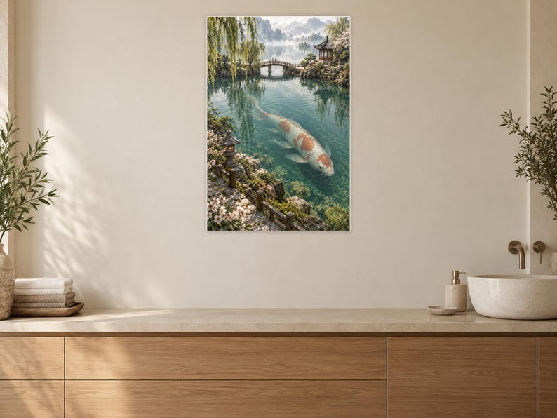 Koi Fish Art Print | Japanese Garden Fantasy Wall Decor image 10