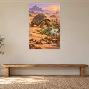 Desert Tortoise Art Print | Oasis Village Fantasy Wall Decor afbeelding 13