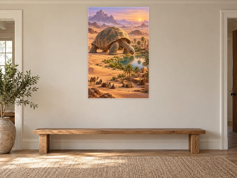 Desert Tortoise Art Print | Oasis Village Fantasy Wall Decor afbeelding 13