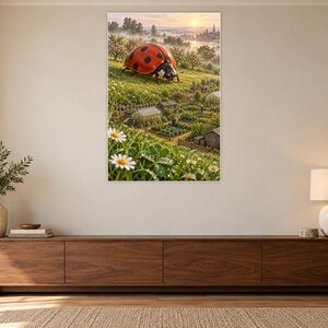 Ladybug Art Print | Cottage Garden Fantasy Wall Decor immagine 3