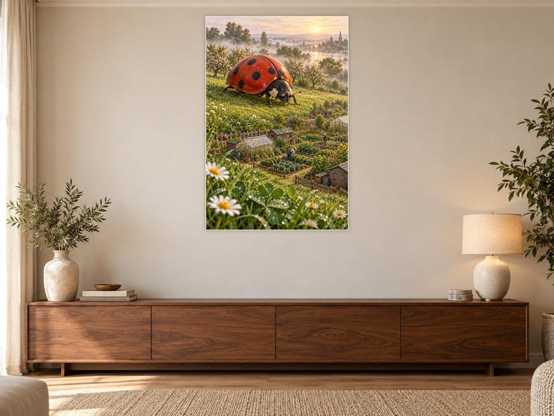Ladybug Art Print | Cottage Garden Fantasy Wall Decor immagine 3