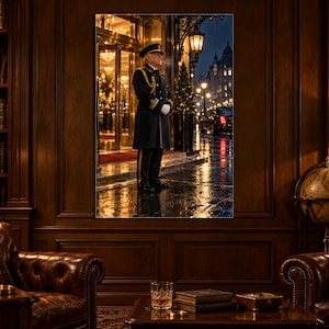 Pôster do Porteiro do Grand Hotel | Arte de Parede para o Hall de Entrada Noturno | Retrato Cinematográfico imagem 2