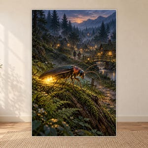 Firefly Art Print | Glowing Woodland Village Fantasy Wall Decor image 18