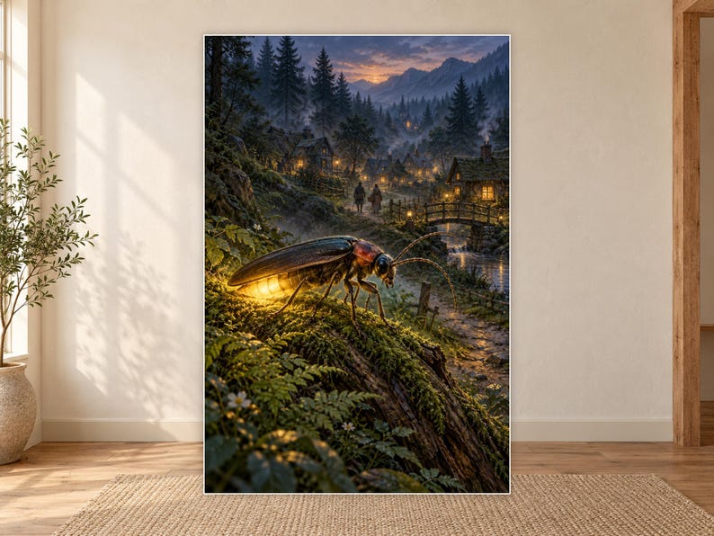 Firefly Art Print | Glowing Woodland Village Fantasy Wall Decor image 18
