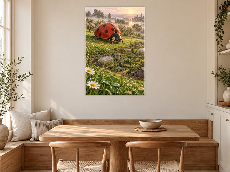 Ladybug Art Print | Cottage Garden Fantasy Wall Decor immagine 9