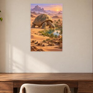 Desert Tortoise Art Print | Oasis Village Fantasy Wall Decor afbeelding 7